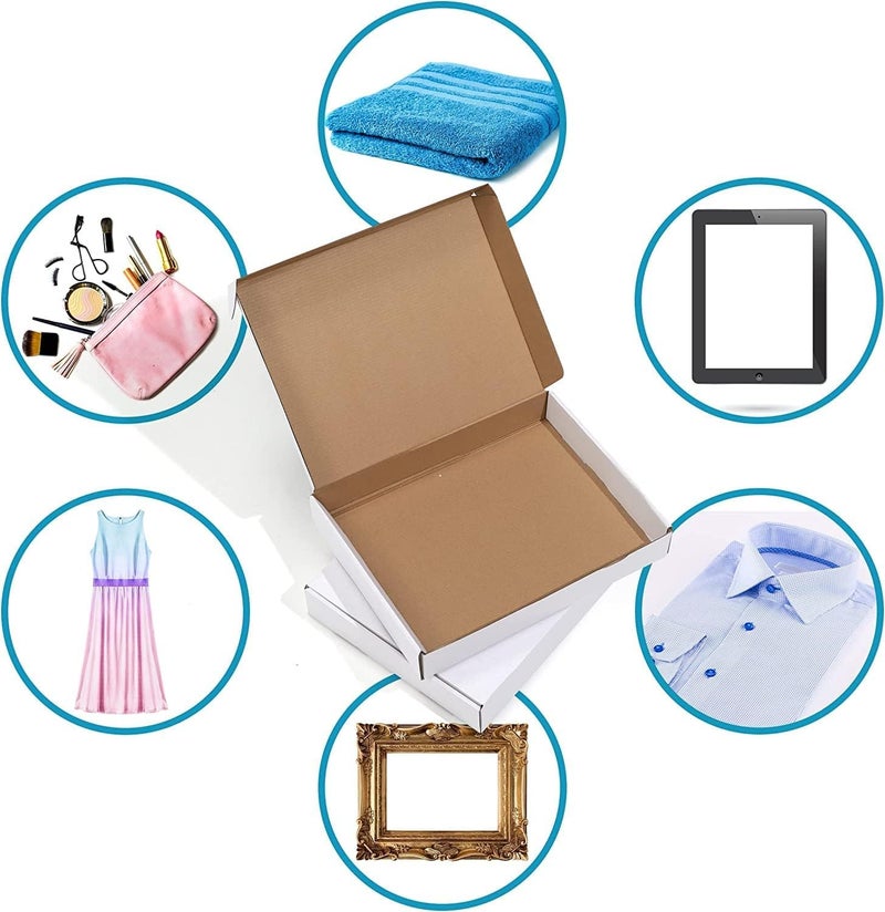 HORLIMER Pack of 25 Small Shipping Boxes, 330 x 254 x 51 mm Packaging Boxes with Lid for Goods Shipment, Gift Box, Folding Box, Postal Box (White) - Image 5