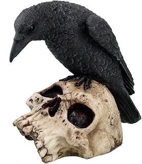 PTC PTC 5 Inch Halloween Black Raven on Skeleton Skull Statue Figurine  - Image 1