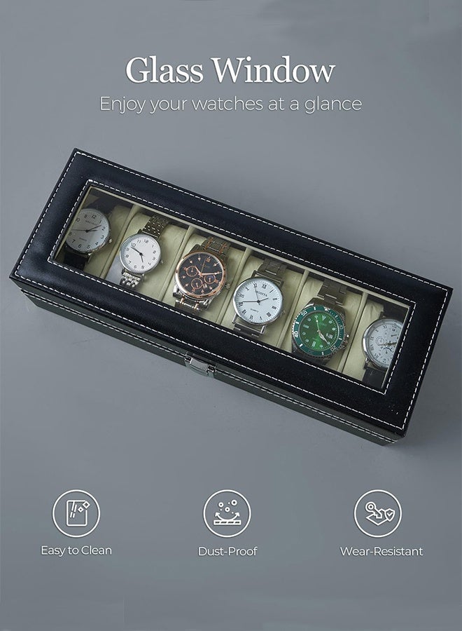 رولستيمي صندوق تخزين ساعة من جلد البولي يوريثان ، 6 فتحات ، منظم ساعة ، حامل عرض ، صندوق مجوهرات - Image 5