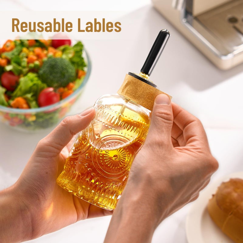 Baalaka Olive Oil Dispenser Bottle for Kitchen with Metal Spout, Glass Oil Bottles 7OZ, Elegant Glass Cooking Dispenser for Kitchen Juice Mouthwash Honey Syrup Coffee Syrup-2pcs - Image 5