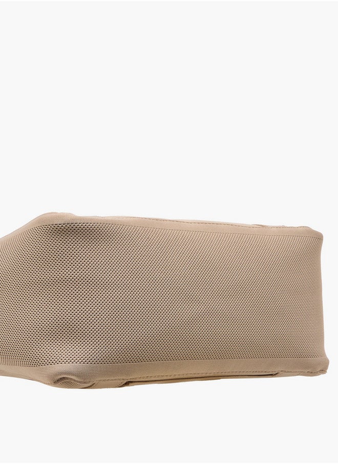 Textured Tote Bag with Double Handle and Zip Closure