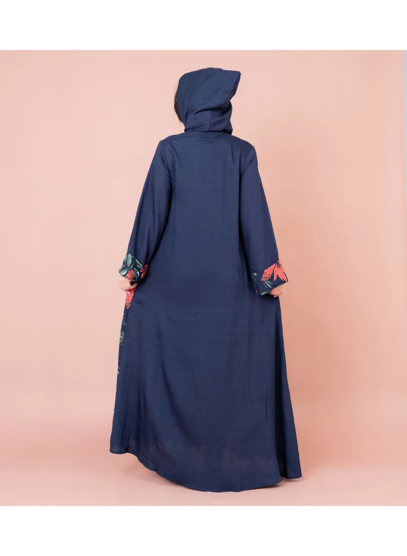 IKKXA Maghrebi Leaf Hooded Jalabiya IN1033 Blue