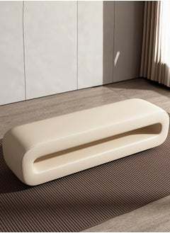 Merry Moments Leather Bench Seat Upholstered Seating Vanity Bench Entryway Bench End of Bed Bench Door Seat Decorative Footstool for Entryway Living Bedroom Study Retail Beidge Colour H45xL120xW40 cm  - Image 3