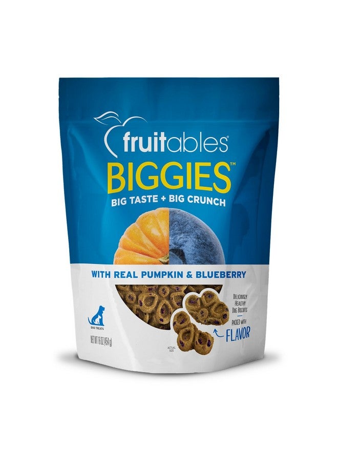 Fruitables Biggies Dog Biscuits Crunchy Dog Treats Packed with Real Fruit Flavor Free of Wheat, Corn and Soy Pumpkin & Blueberry 16 oz - Image 1
