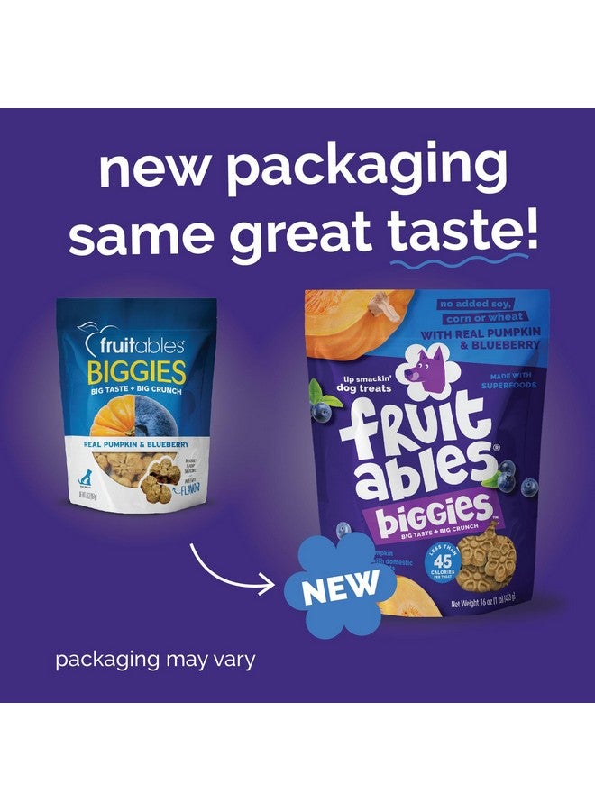 Fruitables Biggies Dog Biscuits Crunchy Dog Treats Packed with Real Fruit Flavor Free of Wheat, Corn and Soy Pumpkin & Blueberry 16 oz - Image 2
