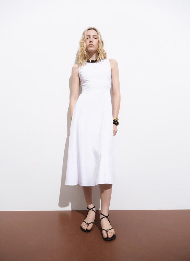 MANGO White Sleeveless Midi Dress  - Image 1