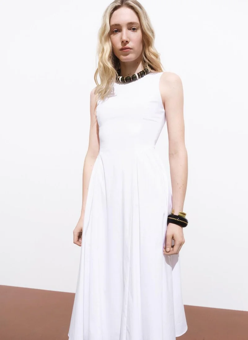 MANGO White Sleeveless Midi Dress