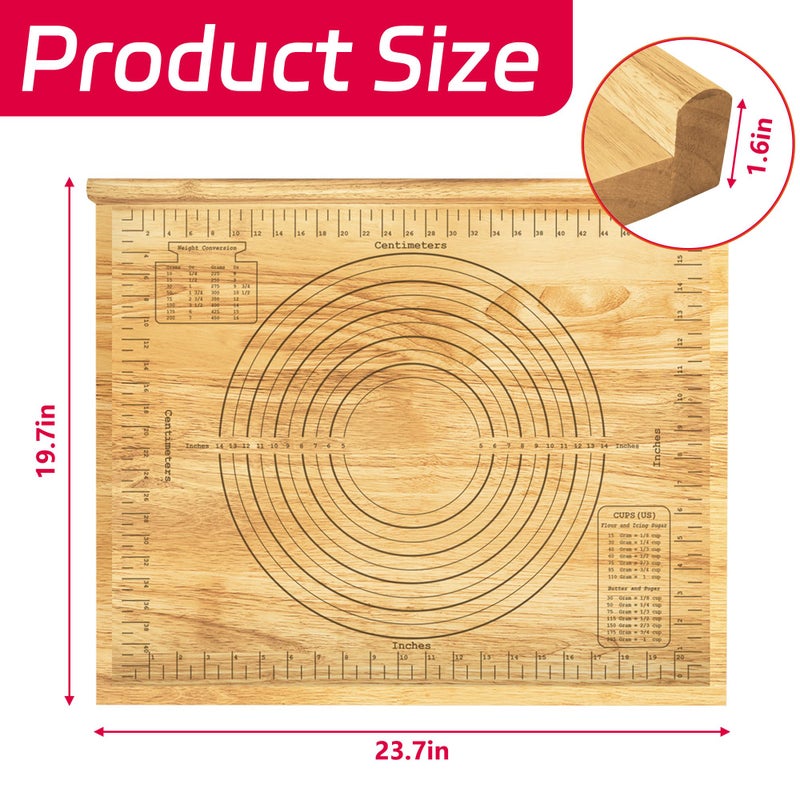 Montex Pastry Board with Measurement 24'' x 20", Wooden Kneading Board, Pastry Board for Rolling Dough, Pastry Baking Board with Counter Lip - Image 3