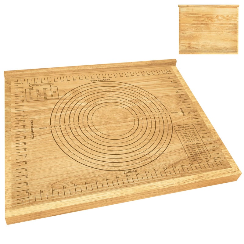 Montex Pastry Board with Measurement 24'' x 20", Wooden Kneading Board, Pastry Board for Rolling Dough, Pastry Baking Board with Counter Lip - Image 1