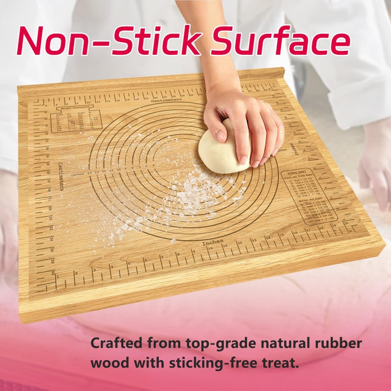 Montex Pastry Board with Measurement 24'' x 20", Wooden Kneading Board, Pastry Board for Rolling Dough, Pastry Baking Board with Counter Lip - Image 5