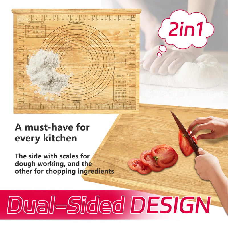 Montex Pastry Board with Measurement 24'' x 20", Wooden Kneading Board, Pastry Board for Rolling Dough, Pastry Baking Board with Counter Lip - Image 2