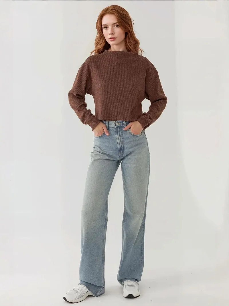 HICCUP Textured Boat Neck Blouse