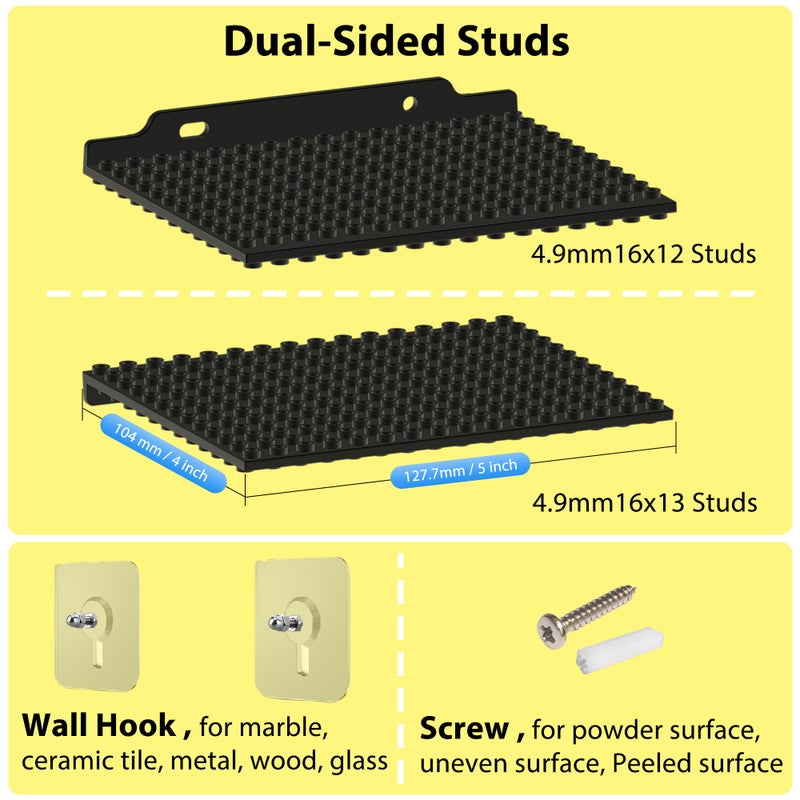 LRANFOW 6 Wall Display Shelf for Lego Building Bricks, 4x5 inch Dual-Sided Display Shelf with 16x13 4.9mm Studs for Lego Shelf Display, Builders, Room Decor - Image 4