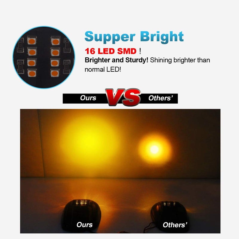 Partsam 5pcs Smoke Cab Light 16LED Amber Top Roof Running Cab Marker Lights Assembly Compatible with Dodge Ram 1500 2500 3500 4500 5500 2003-2018 Pickup Trucks - Image 5