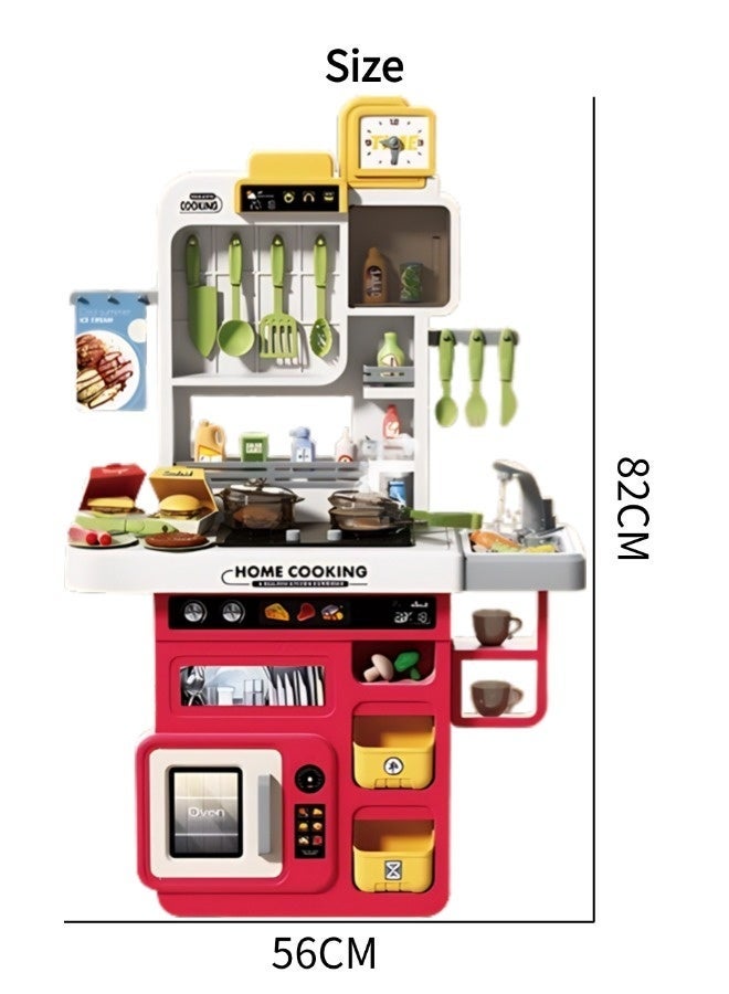 Vixplorn Children's kitchen toy set, children's pretend play set, kitchen pretend play set, children's role play kitchen toy set, 82 cm high, with simulation spray, lights, sound effects, suitable gifts for children aged 3+. - Image 2