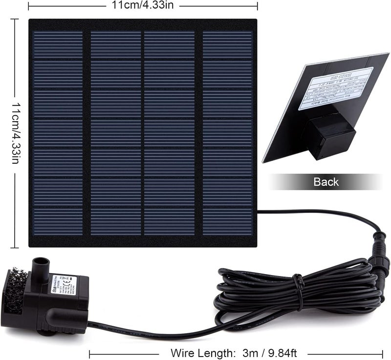 LAWOHO Solar Fountain Pump Kit with Separate Solar Panel, 1.8 W Upgraded Solar Water Pump with 3 M Long Cable & 4 Nozzles Solar Water Fountain for Bird Bath, Outdoor Pond, Patio Garden No Power Storage - Image 5