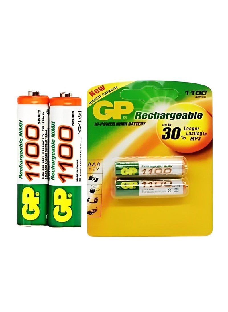 GP - Batteries AAA Rechargeable Battery 1.2V 1100mAh - Pack of 2 - Image 1