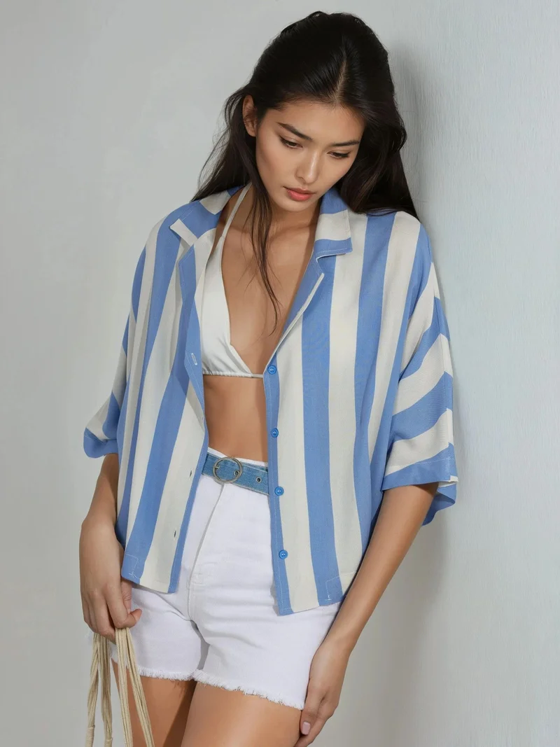 Busem BUSEM Relaxed Fit Striped Button-Up Shirt