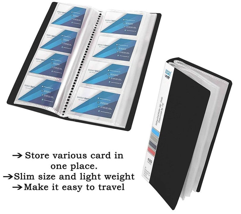 Skrill Business Card Holder, Visiting, Credit, Debit Card Holder/Organizer - 480 Cards (Black) - Image 4