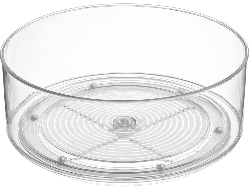 Home Intuition Round Plastic Clear Lazy Susan Turntable Food Storage Container for Kitchen 9 Round 1 Pack