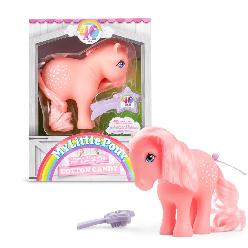 Basic Fun My Little Pony, 40th Anniversary 4-Inch Cotton Candy, Original 1983 Collection, Long, Brushable Mane and Tail, Action Figure, Great for Kids, Toddlers, Girls, Ages 4+ - Image 1