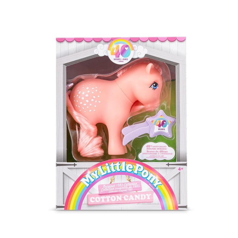 Basic Fun My Little Pony, 40th Anniversary 4-Inch Cotton Candy, Original 1983 Collection, Long, Brushable Mane and Tail, Action Figure, Great for Kids, Toddlers, Girls, Ages 4+ - Image 4