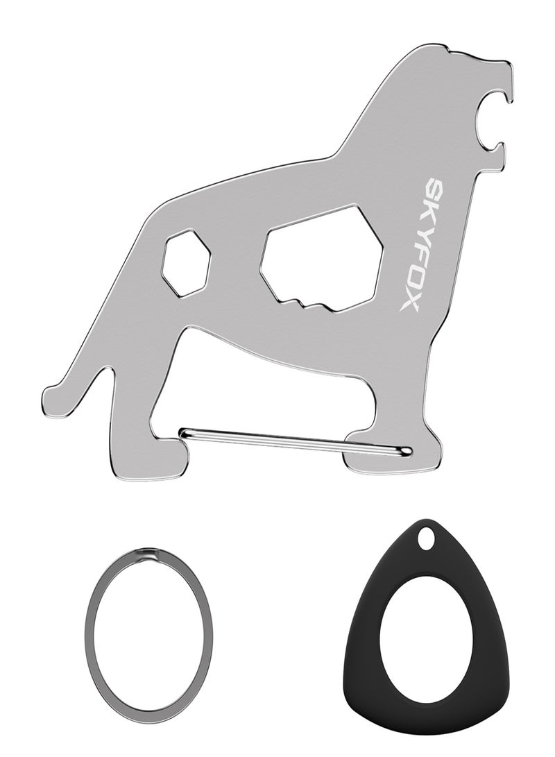 SKYFOX Multitool Carabiner Clip Keychain with AirTag Case, EDC Credit Card Tool with Bottle Opener,Screwdriver, Hex Wrench,Pry Bar for Hiking Camping Travel Adventure Tools - Image 2