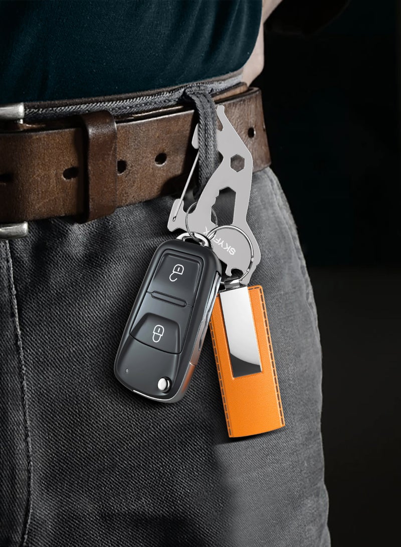SKYFOX Multitool Carabiner Clip Keychain with AirTag Case, EDC Credit Card Tool with Bottle Opener,Screwdriver, Hex Wrench,Pry Bar for Hiking Camping Travel Adventure Tools - Image 3