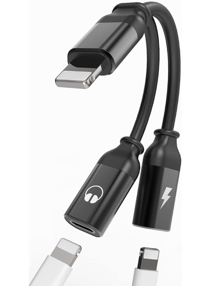 كابتن تيك اي فون محول سماعة محول ، محول الصوت المزدوج lightning شاحن محول محول كابل موزع ، متوافق مع اي فون 14 / 14 برو ماكس / 13 / 12 / 11 / SE / XS / 8 - Image 1
