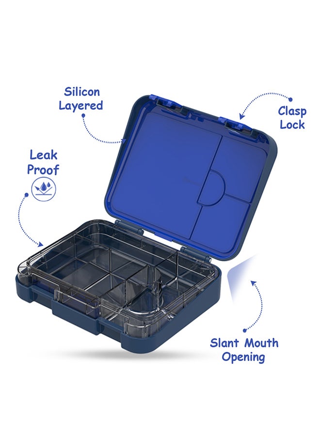 Eazy Kids - Eazy Kids 6 & 4 Convertible Bento Lunch Box with Lunch Bag and Sandwich Cutter Set - Space KSA Blue - Image 1