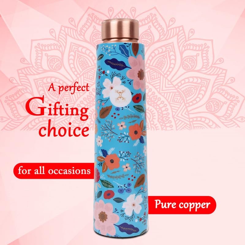 MERCAPE® Copper Water Bottle - Joint Less, Leak Proof, Multi Colored Design Colored Design, Leakproof, Ideal for Active Lifestyles - (900ml) - Image 5