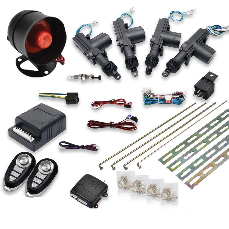 Car Remote Central Locking Kit MASO 4 Doors Keyless Entry System AntiTheft Alarm Immobiliser System with Shock Sensor Universal Fits for All Car