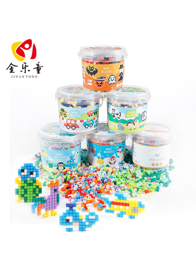 Children's Educational Small Particle Building Blocks Handmade DIY10mm Barrel Flat Miniature Building Blocks Assembling Toys Suit-Color:Barrel B - Image 2