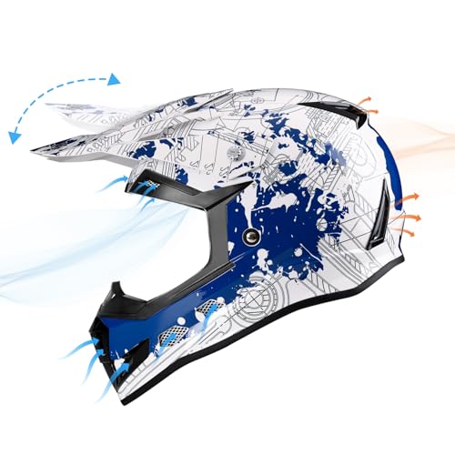 GLX GX623 Youth ATV/Dirt Bike Helmet Combo - Modern, Small - DOT - Image 3