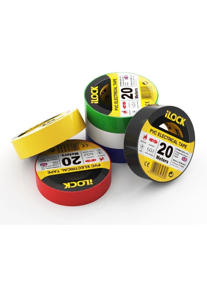 iLOCK i-LOCK PVC Electrical Tape – 20 Meters | Ultra-Strong, Pack 4PCS, Heat & Fire Resistant, Multi-Color - Image 4