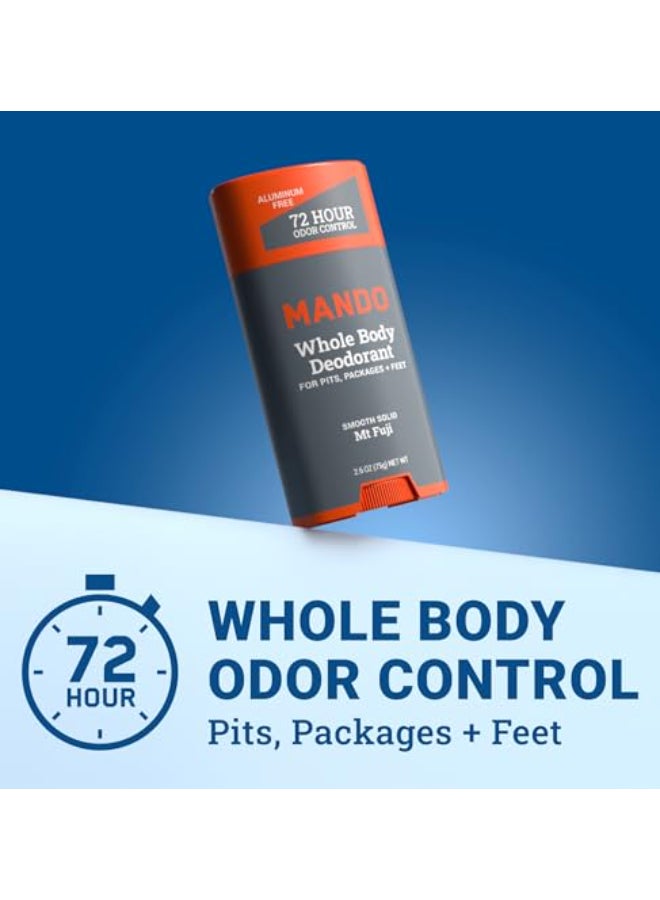 Mando Whole Body Deodorant For Men Smooth Solid Stick 72 Hour Odor Control Aluminum Free Baking Soda Free Skin Safe 26 ounce Pack of 2 Mt Fuji - Image 3