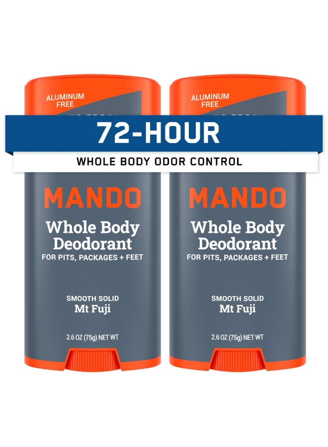 Mando Whole Body Deodorant For Men Smooth Solid Stick 72 Hour Odor Control Aluminum Free Baking Soda Free Skin Safe 26 ounce Pack of 2 Mt Fuji - Image 2