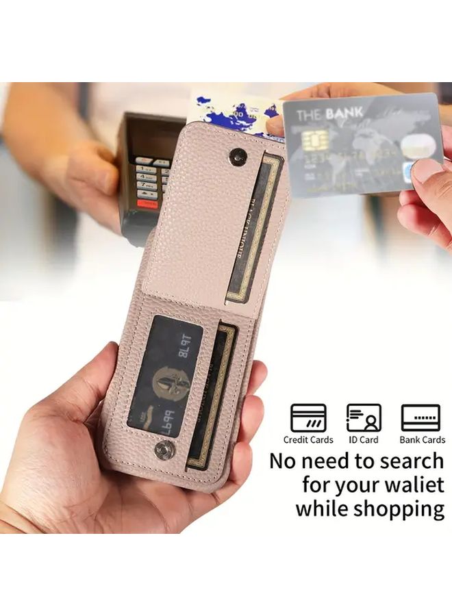 Rose Golden Faux Leather Flip Zipper Protective Case for iPhone 13 Pro - Image 4