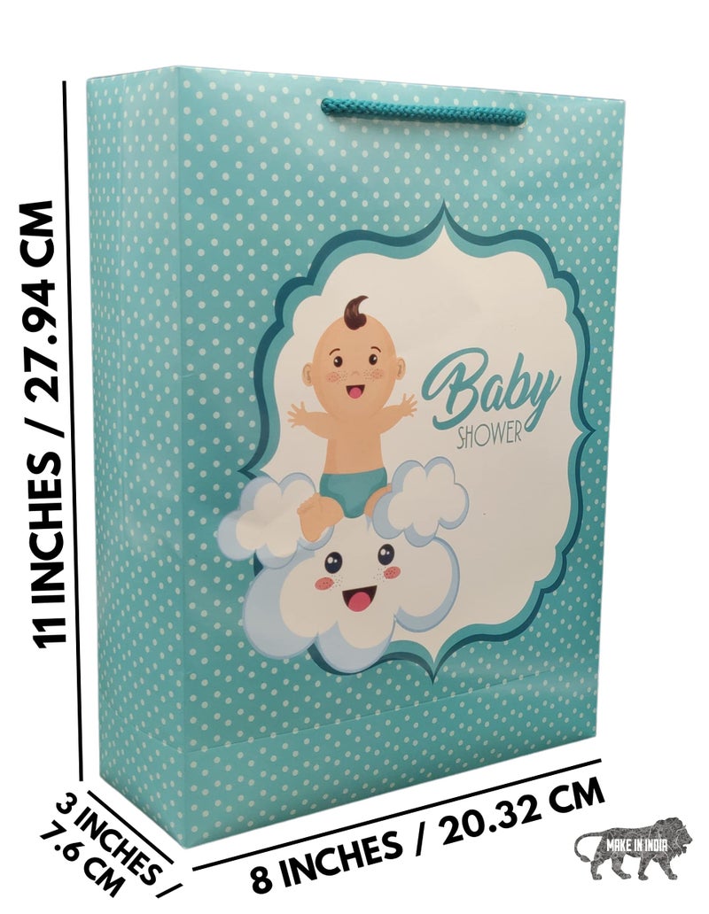 Arrow Paper Products Arrow Paper Products Happy Cloud Baby Shower Paper Gift Bags For Return Gift, Small Presents, Pack Of 10 (Turkish, 20.32 X 7.62X 27.94 Cm) - Multicolor - Image 3