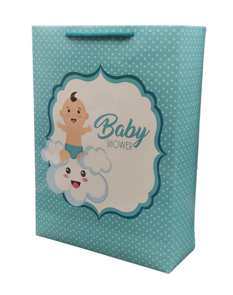 Arrow Paper Products Arrow Paper Products Happy Cloud Baby Shower Paper Gift Bags For Return Gift, Small Presents, Pack Of 10 (Turkish, 20.32 X 7.62X 27.94 Cm) - Multicolor - Image 2