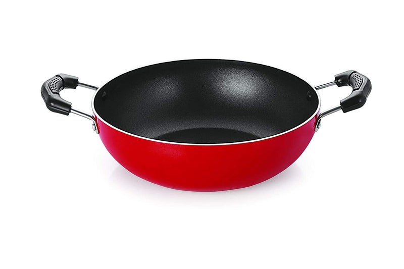 Nirlon MasterChef Non Stick Aluminium Kadhai Wok -18.5cm -1.2 Litre (Red) - Image 3