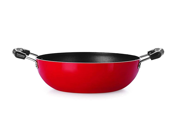 Nirlon MasterChef Non Stick Aluminium Kadhai Wok -18.5cm -1.2 Litre (Red) - Image 2