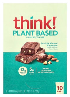 Think High Protein Bars Sea Salt Almond Chocolate 10 Bars 1.94 oz (55 g) Each 