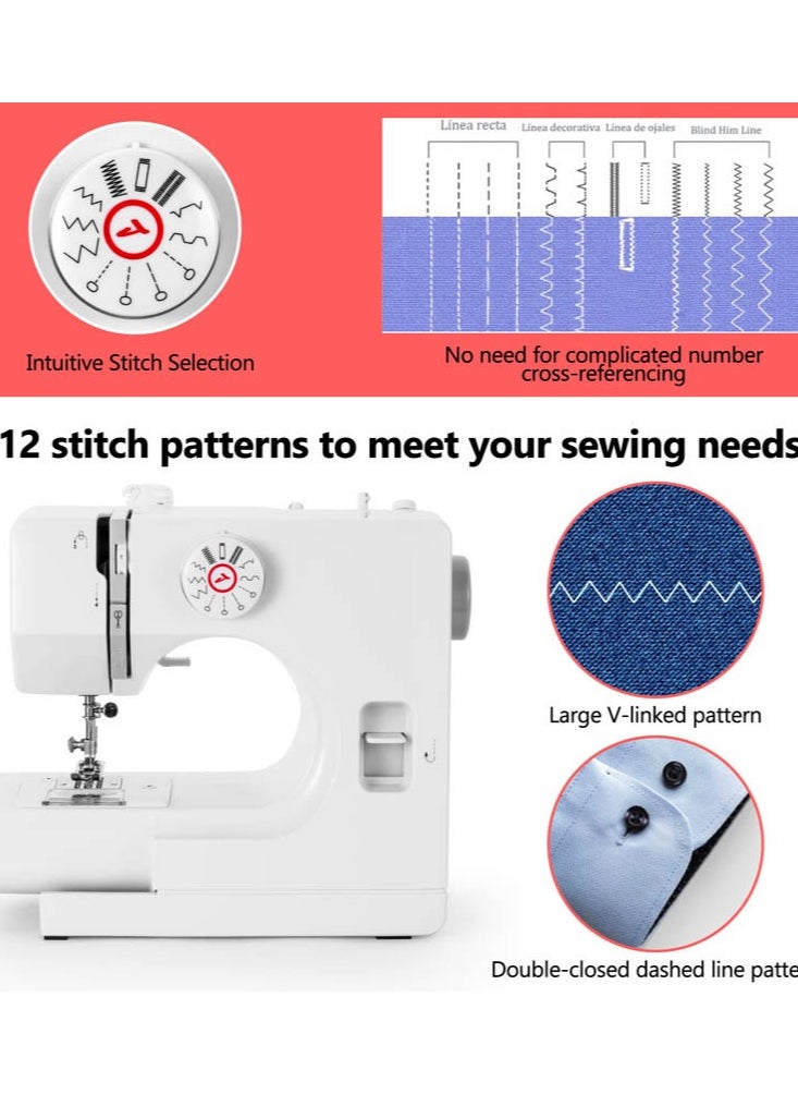 Joshberg - Electric Sewing Machine, 12 Stitch Applications, Mending Machine for Clothes Fabrics, Simple Portable Great for Beginners - Image 1