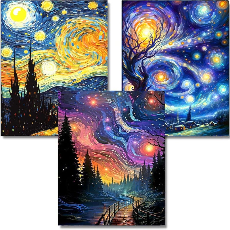 OFRKE Diamond Painting Kits for Adults,3 Pack Abstract Landscape Diamond Art for Beginners, Diamond Round 5D Full Drill Paint with Diamonds Pictures Gem Art Painting Kits DIY Crafts Kits 12x16inch - Image 1