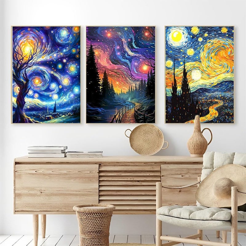 OFRKE Diamond Painting Kits for Adults,3 Pack Abstract Landscape Diamond Art for Beginners, Diamond Round 5D Full Drill Paint with Diamonds Pictures Gem Art Painting Kits DIY Crafts Kits 12x16inch - Image 2