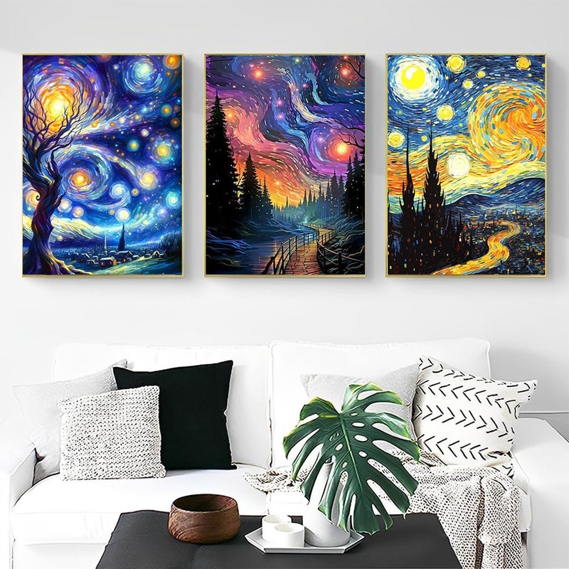 OFRKE Diamond Painting Kits for Adults,3 Pack Abstract Landscape Diamond Art for Beginners, Diamond Round 5D Full Drill Paint with Diamonds Pictures Gem Art Painting Kits DIY Crafts Kits 12x16inch - Image 4