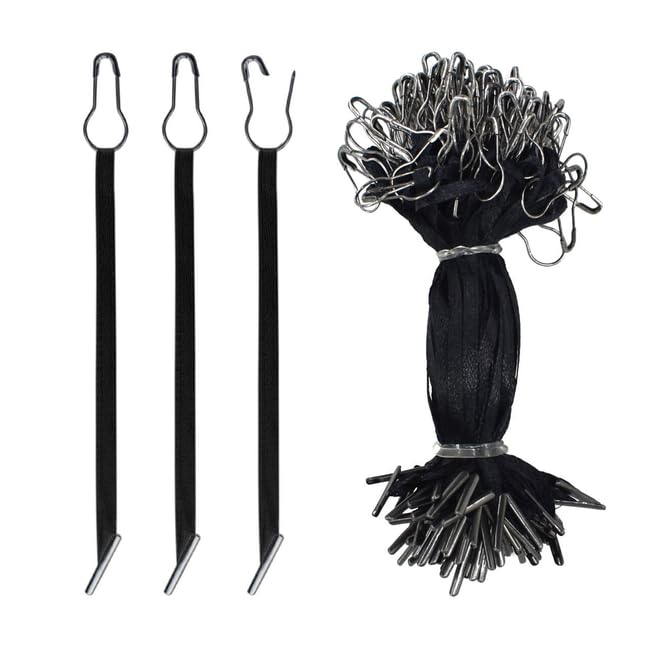 BDS-HOME 4.5 Inch 500pcs Hang Tag String Silks and Satin Strings, Safety Pin and Barb Fasteners for Clothing Hang Tags (Black) - Image 1