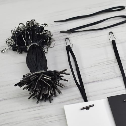 BDS-HOME 4.5 Inch 500pcs Hang Tag String Silks and Satin Strings, Safety Pin and Barb Fasteners for Clothing Hang Tags (Black) - Image 5