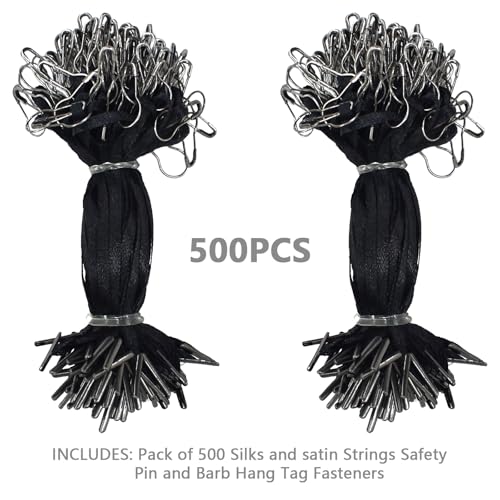 BDS-HOME 4.5 Inch 500pcs Hang Tag String Silks and Satin Strings, Safety Pin and Barb Fasteners for Clothing Hang Tags (Black) - Image 3